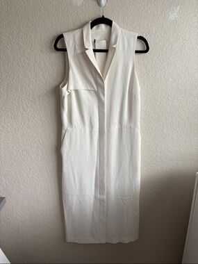 Banana Republic Sleeveless Cream Midi Shirt Dress